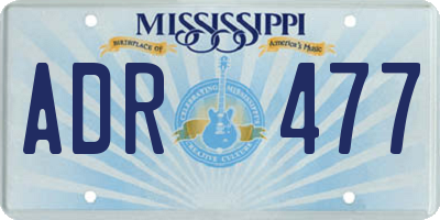 MS license plate ADR477