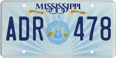 MS license plate ADR478