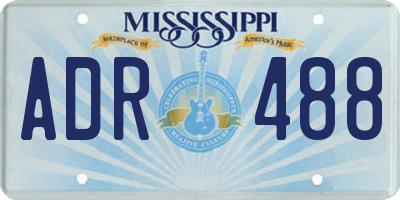 MS license plate ADR488
