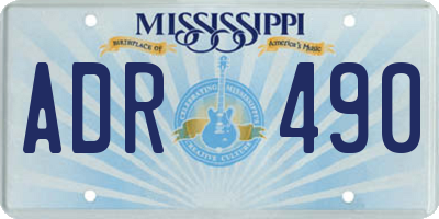 MS license plate ADR490