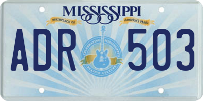 MS license plate ADR503