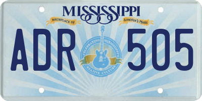 MS license plate ADR505