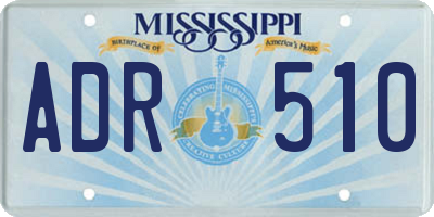 MS license plate ADR510