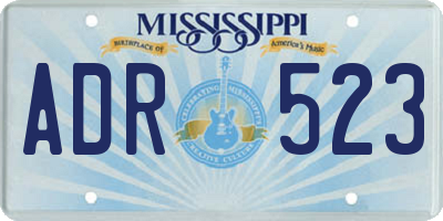 MS license plate ADR523