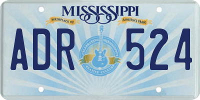 MS license plate ADR524