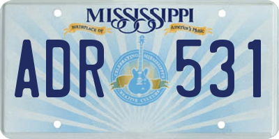 MS license plate ADR531
