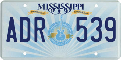 MS license plate ADR539