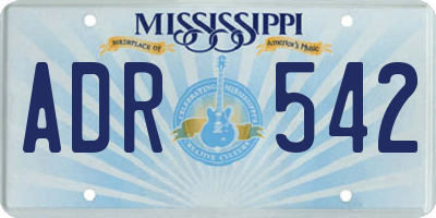 MS license plate ADR542