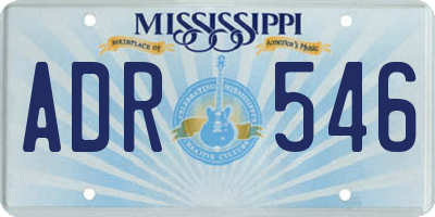 MS license plate ADR546