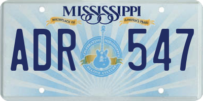 MS license plate ADR547