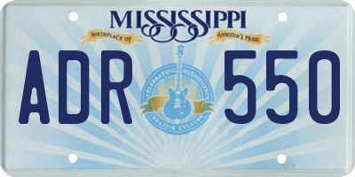 MS license plate ADR550