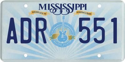 MS license plate ADR551