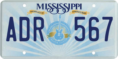 MS license plate ADR567