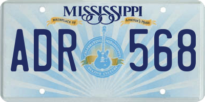 MS license plate ADR568