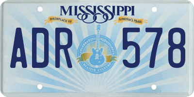 MS license plate ADR578