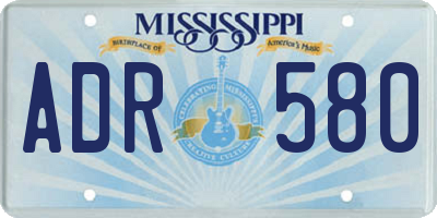 MS license plate ADR580