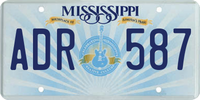 MS license plate ADR587