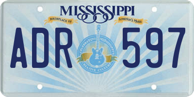 MS license plate ADR597