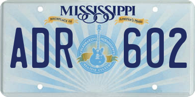 MS license plate ADR602