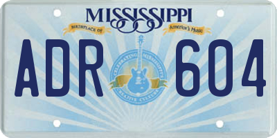 MS license plate ADR604