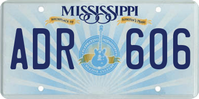 MS license plate ADR606