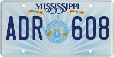 MS license plate ADR608