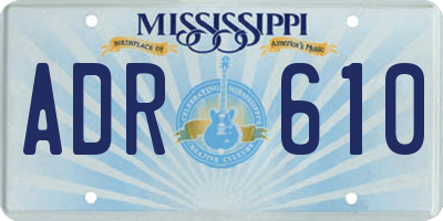 MS license plate ADR610