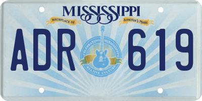 MS license plate ADR619