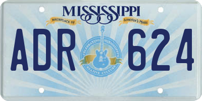 MS license plate ADR624