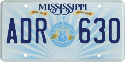 MS license plate ADR630