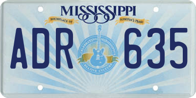 MS license plate ADR635