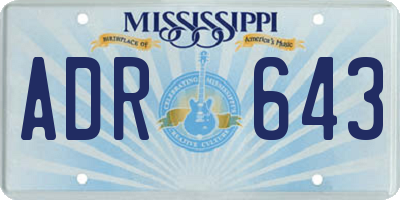 MS license plate ADR643