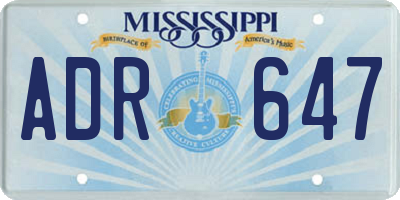 MS license plate ADR647