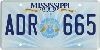 MS license plate ADR665