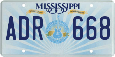MS license plate ADR668
