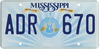 MS license plate ADR670