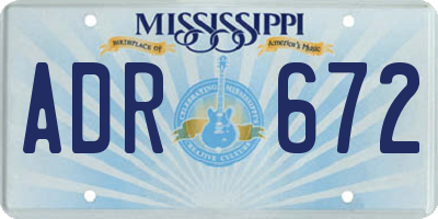 MS license plate ADR672