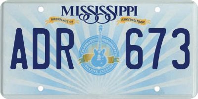MS license plate ADR673