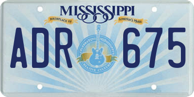 MS license plate ADR675