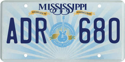 MS license plate ADR680