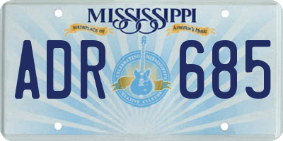 MS license plate ADR685