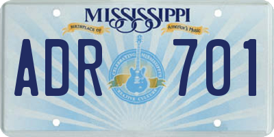 MS license plate ADR701
