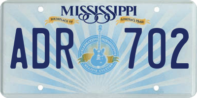 MS license plate ADR702