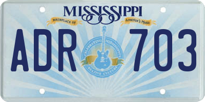 MS license plate ADR703