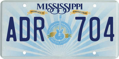 MS license plate ADR704