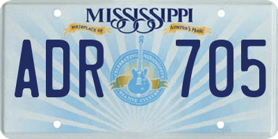 MS license plate ADR705