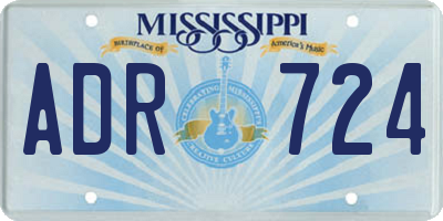 MS license plate ADR724