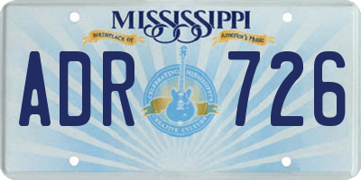 MS license plate ADR726