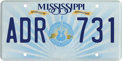 MS license plate ADR731