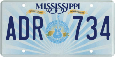 MS license plate ADR734
